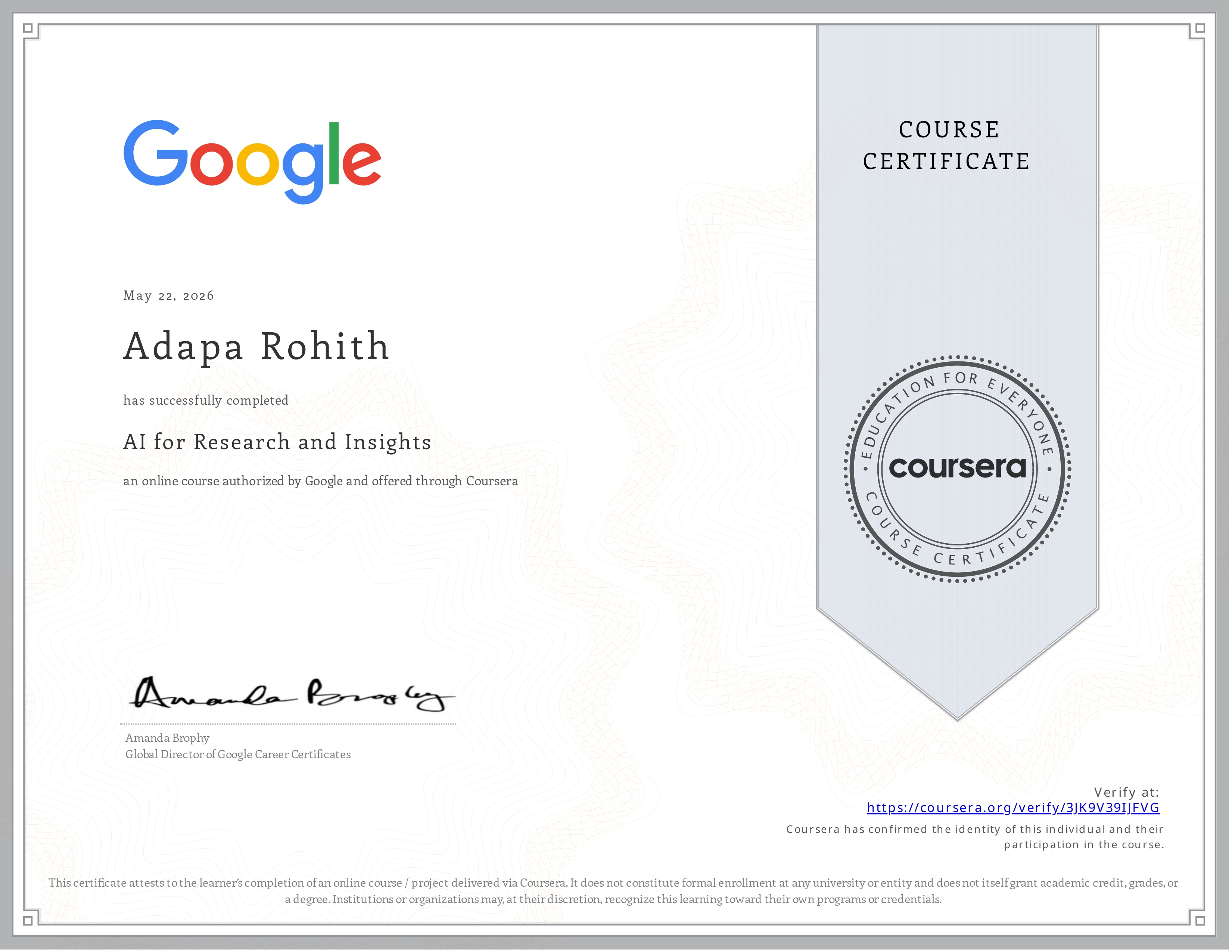 AI for Research and Insights Certificate